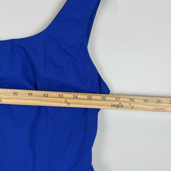 Lele Pierce Mini Dress Large Blue Scoop Neck Open Back Bow Summer Party NWT - Picture 9 of 10